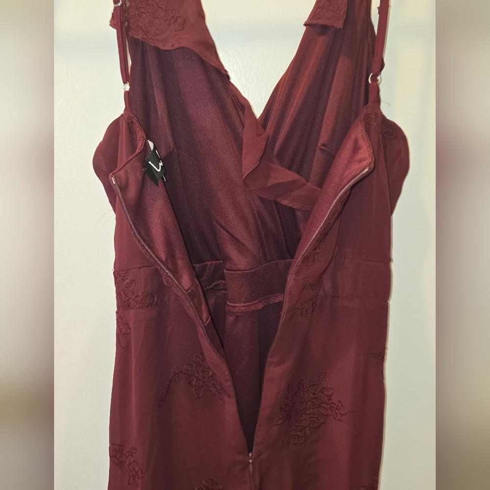 Lulus Flutter And Flow Burgundy Embroidered Maxi - Picture 12 of 13